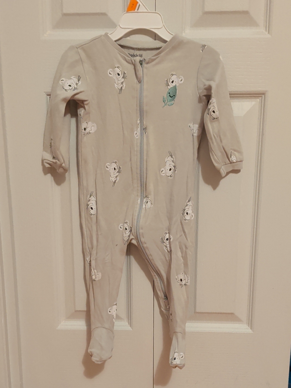 Pekkle Light Green Koala Zip-Front Footed One-Piece